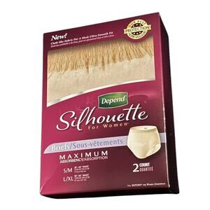 Silhouette By Depend Briefs Underwear Women 2 Pack Maximum‎ Absorbency SEALED